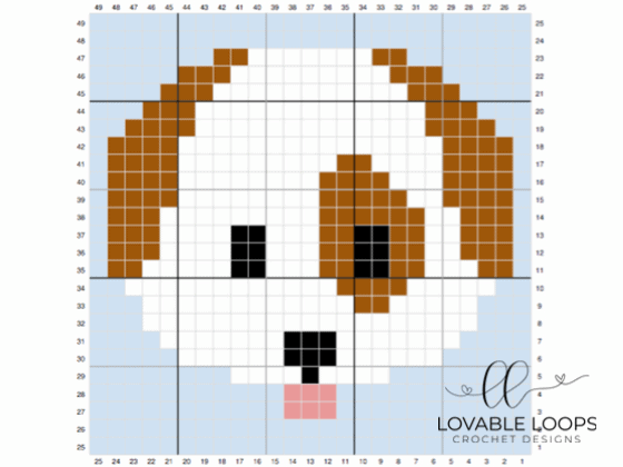 crochet dog emoji c2c pattern