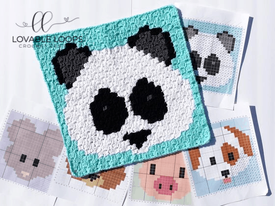 crochet panda emoji c2c graph