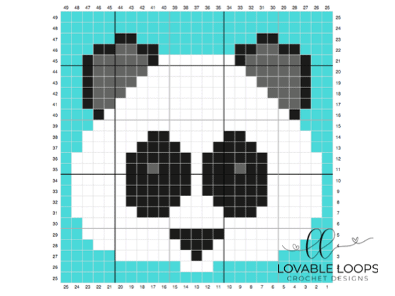 crochet panda emoji c2c pattern