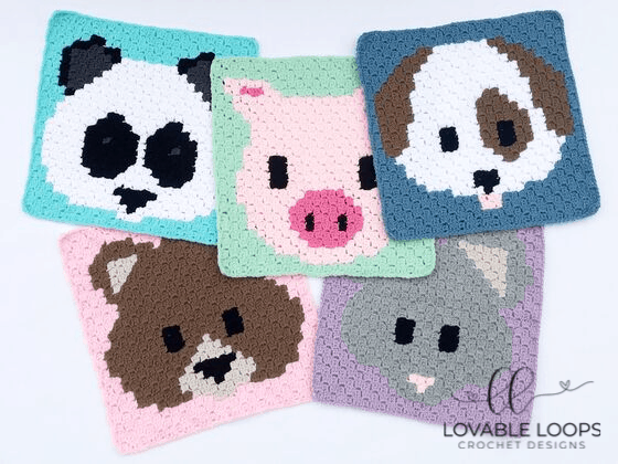 Crochet Animal Emoji Squares