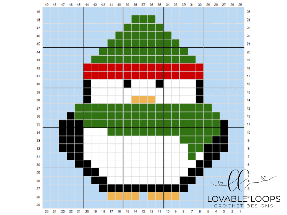 crochet penguin c2c graph pattern