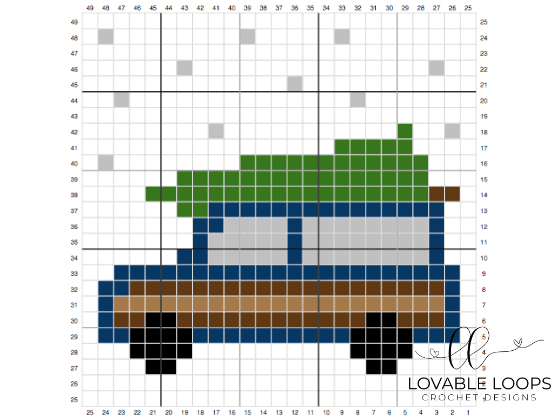 crochet holiday station wagon christmas tree c2c pattern