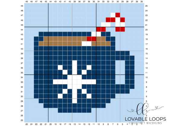 crochet hot cocoa c2c pattern graph