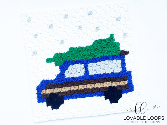 crochet holiday station wagon christmas tree c2c pattern