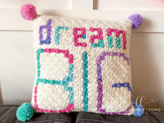 crochet c2c dream big pillow pattern free