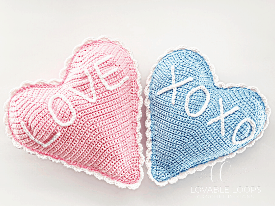crochet heart pillow free pattern