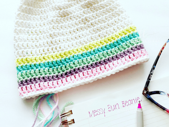 messy bun beanie free crochet pattern