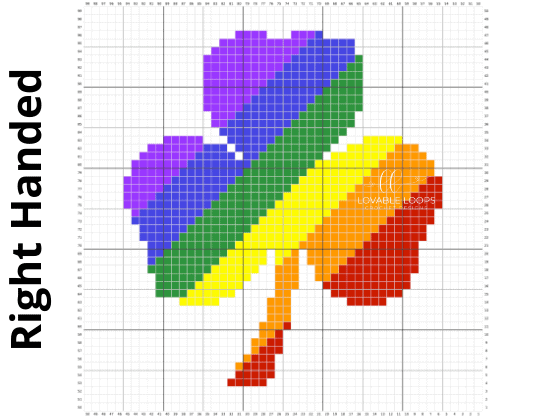 right handed c2c shamrock blanket crochet pattern graph