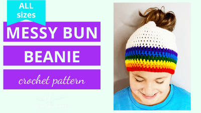 messy bun beanie hat crochet pattern tutorial