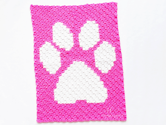 Paw Print Blanket c2c Crochet Pattern Free