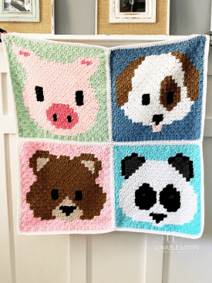 Animal Emoji Blanket c2c Free Crochet Pattern