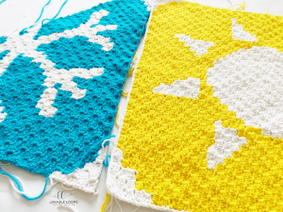 four seasons winter spring summer fall c2c blanket free crochet pattern