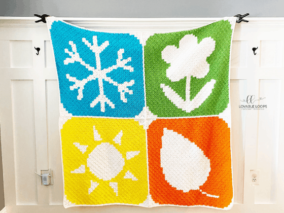 four seasons winter spring summer fall c2c blanket free crochet pattern