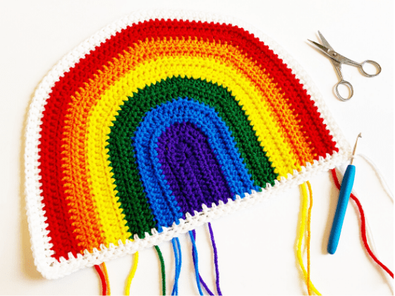 rainbow pillow free crochet pattern