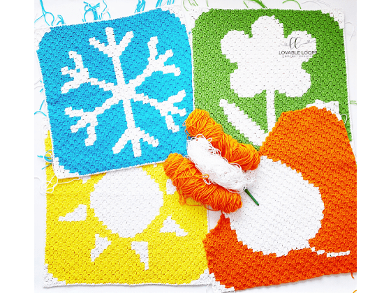 four seasons winter spring summer fall c2c blanket free crochet pattern