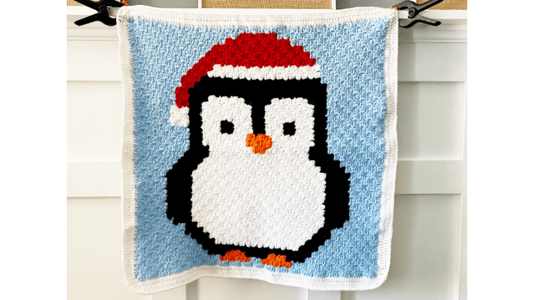 penguin santa hat blanket free crochet pattern